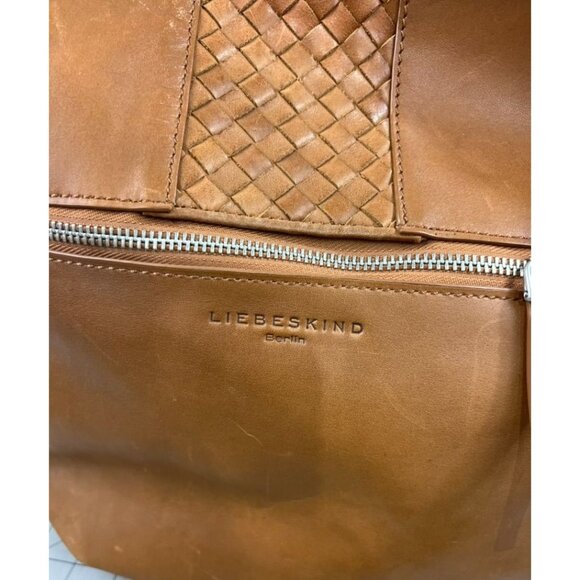 Liebeskind Berlin Jay Leather Hobo Bag Woven Cognac Shoulder Crossbody - Picture 2 of 13